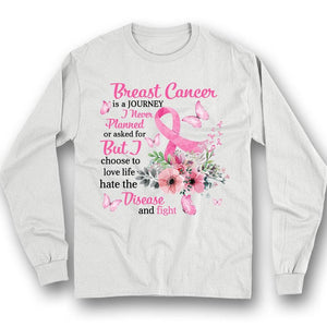 Love Life Fight, Breast Cancer Warrior Awareness Shirts, Pink Ribbon Flower