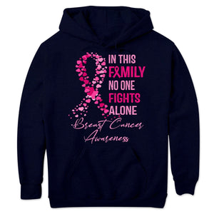 In This Family No One Fights Alone, Breast Cancer Shirts For Family Ribbon