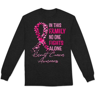 In This Family No One Fights Alone, Breast Cancer Shirts For Family Ribbon