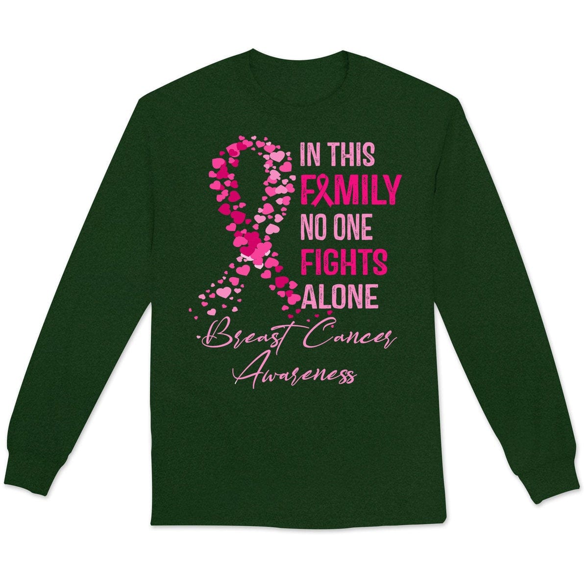 In This Family No One Fights Alone, Breast Cancer Shirts For Family Ribbon