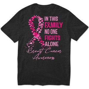 In This Family No One Fights Alone, Breast Cancer Shirts For Family Ribbon