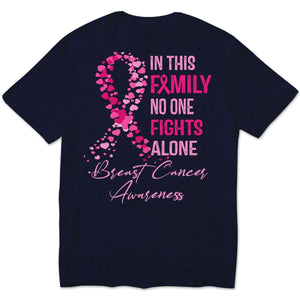 In This Family No One Fights Alone, Breast Cancer Shirts For Family Ribbon