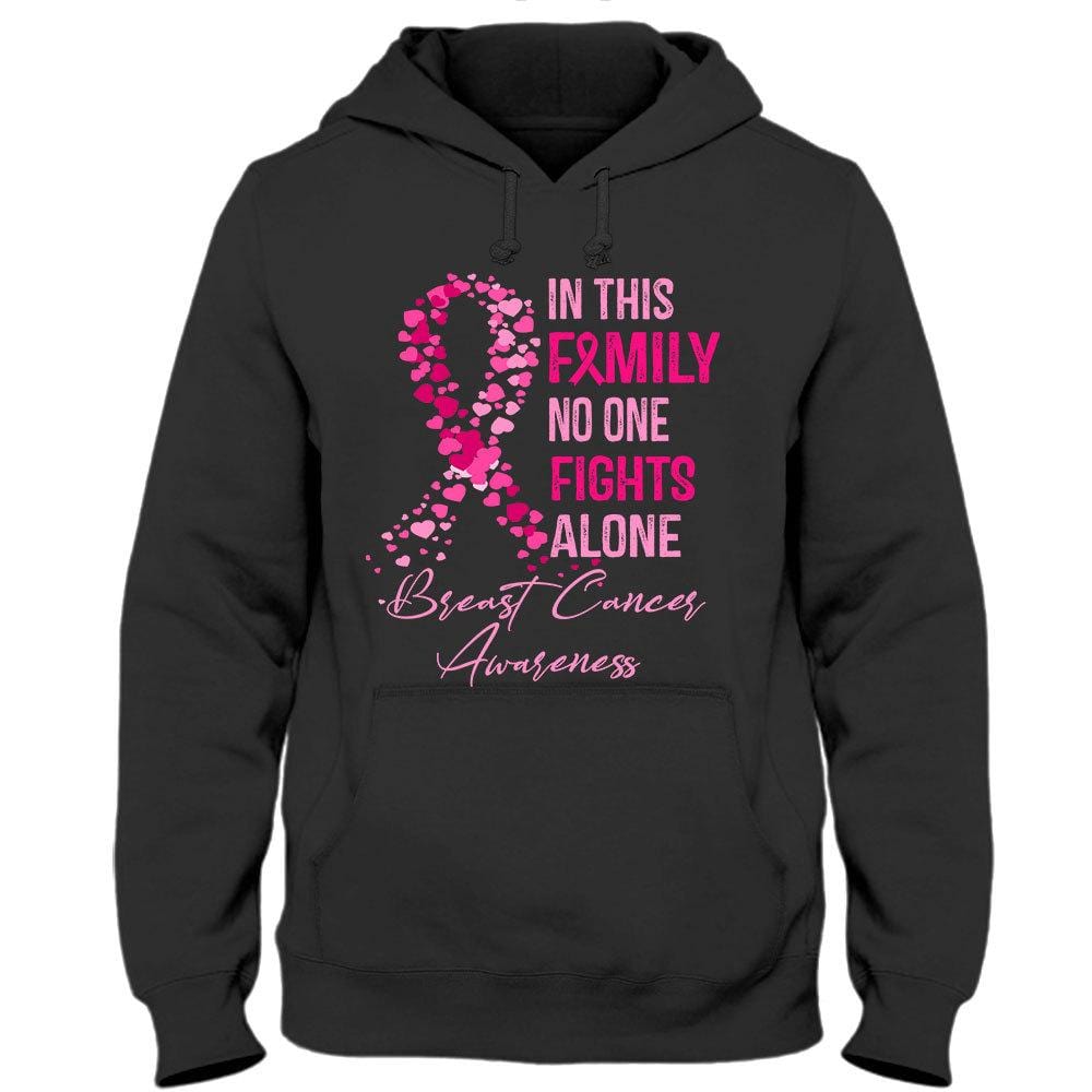 In This Family No One Fights Alone, Breast Cancer Shirts For Family Ribbon