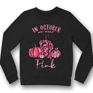 En octubre usamos sudadera y camiseta rosa para Halloween contra el cáncer de mama