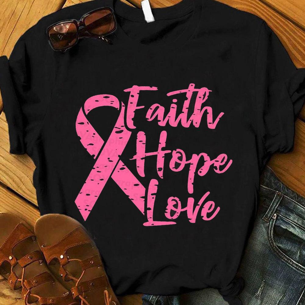 Breast Cancer T Shirts, Faith Hope Love Pink Ribbon Shirts