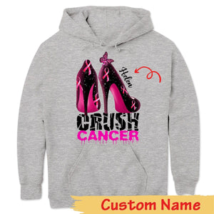 Tacones altos con lazo rosa para aplastar el cáncer, camisetas personalizadas contra el cáncer de mama