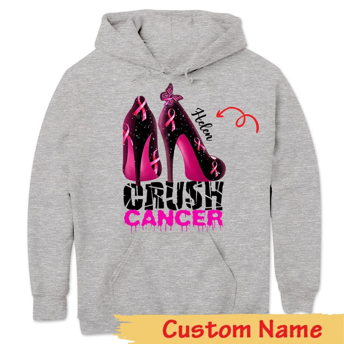 Crush Cancer Pink Ribbon High Heels, Personalized Breast Cancer T Shirts
