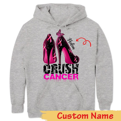 Crush Cancer Pink Ribbon High Heels, Personalized Breast Cancer T Shirts