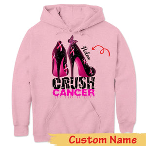 Crush Cancer Pink Ribbon High Heels, Personalized Breast Cancer T Shirts