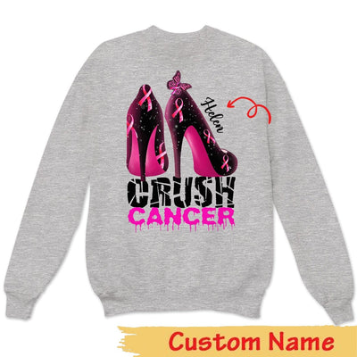 Crush Cancer Pink Ribbon High Heels, Personalized Breast Cancer Shirts