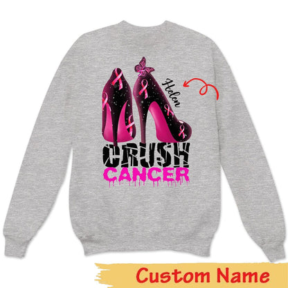 Crush Cancer Pink Ribbon High Heels, Personalized Breast Cancer T Shirts