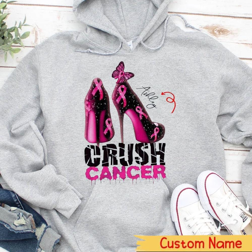 Crush Cancer, sudadera con capucha y camiseta personalizadas contra el cáncer de mama