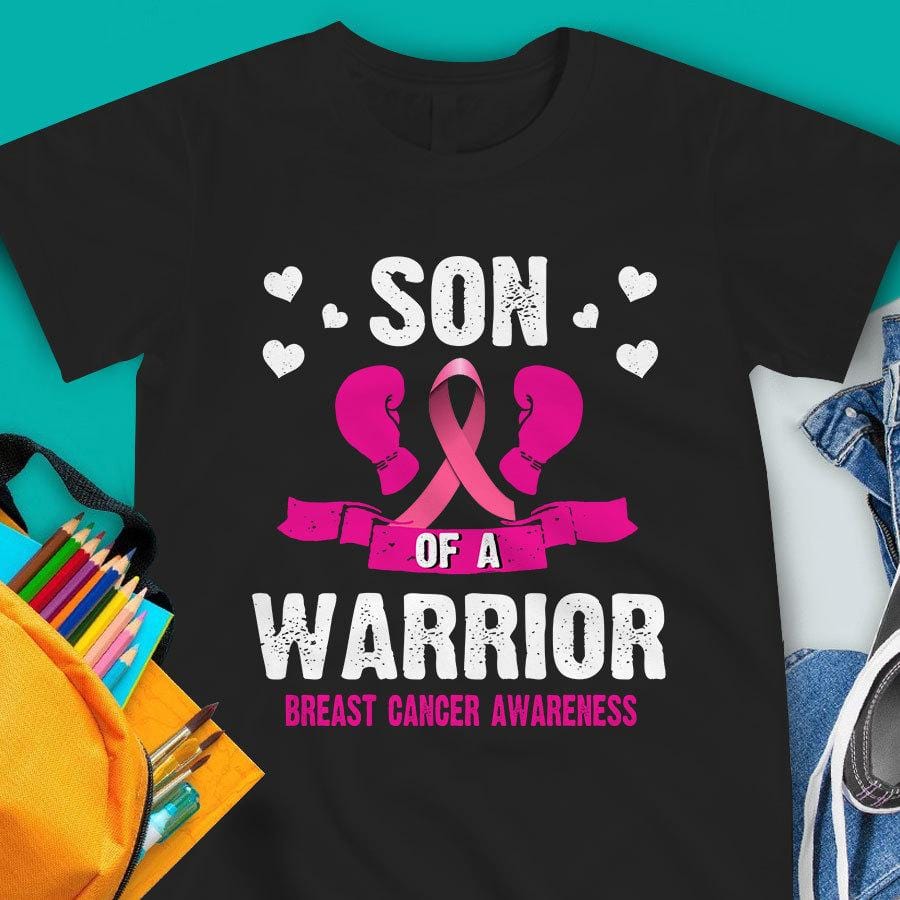 Son Of A Warrior, Pink Ribbon & Punch, Breast Cancer Awareness Shirt