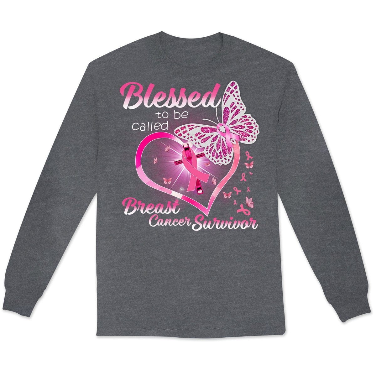 Breast Cancer Survivor Shirts, Blessed To Be Called, Pink Ribbon Heart & Butterfly