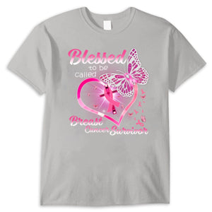 Blessed To Be Called Pink Ribbon Heart & Butterfly Breast Cancer Survivor Shirts