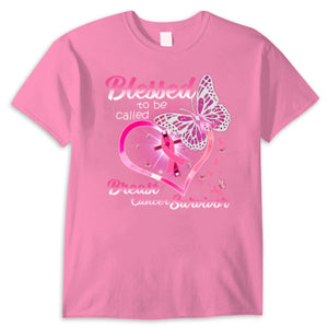 Blessed To Be Called, Pink Ribbon Heart & Butterfly Breast Cancer Survivor Shirts