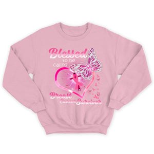 Blessed To Be Called, Pink Ribbon Heart & Butterfly Breast Cancer Survivor Shirts