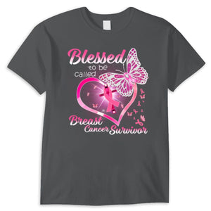 Blessed To Be Called, Pink Ribbon Heart & Butterfly Breast Cancer Survivor Shirts