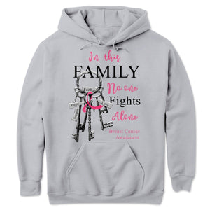 In This Family No One Fights Alone Shirt For All Members With Key, Breast Cancer Awareness Shirts