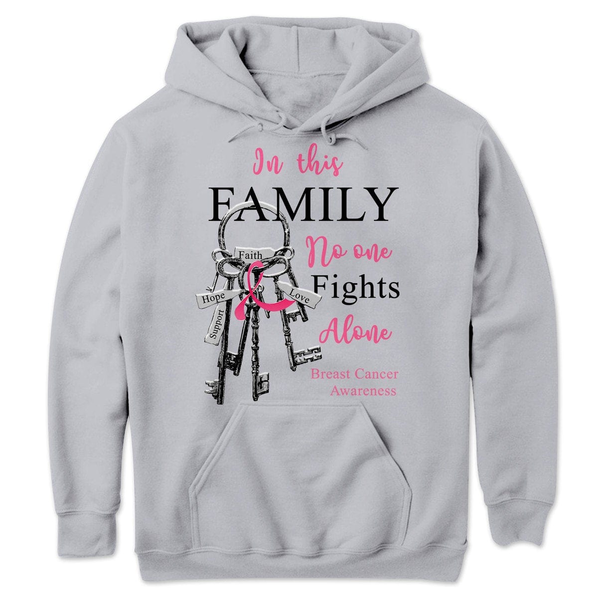 In This Family No One Fights Alone With Key Breast Cancer Hoodie, Shirts