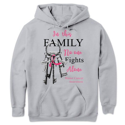 In This Family No One Fights Alone With Key, Breast Cancer Awareness Shirts