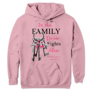 In This Family No One Fights Alone Shirt For All Members With Key, Breast Cancer Awareness Shirts