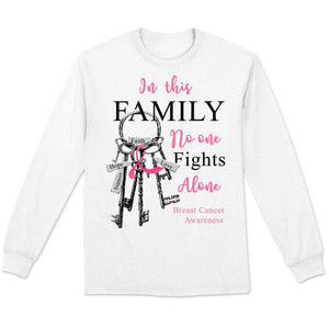 In This Family No One Fights Alone With Key Breast Cancer Hoodie, Shirts