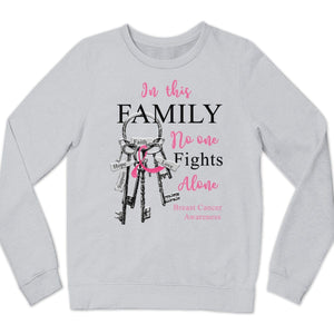 In This Family No One Fights Alone With Key Breast Cancer Hoodie, Shirts