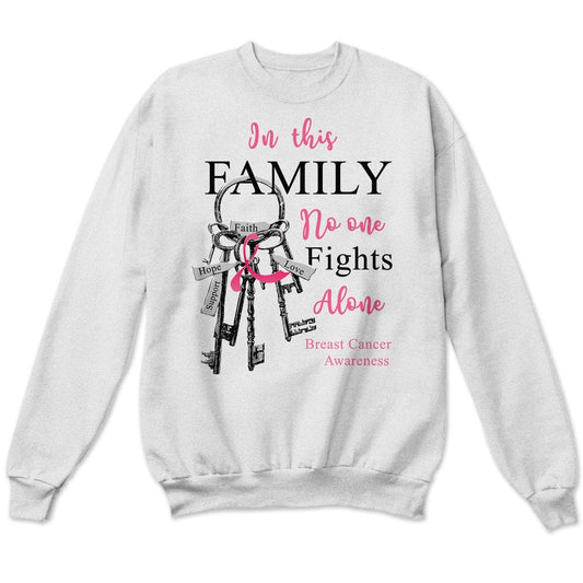 In This Family No One Fights Alone With Key Breast Cancer Sweatshirt, Shirts