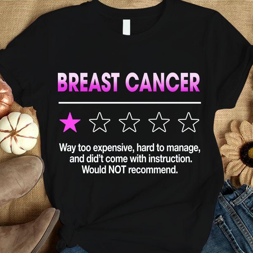 Camiseta con 1 de 5 estrellas rosas, con frases de apoyo a los guerreros y concienciación sobre el cáncer de mama