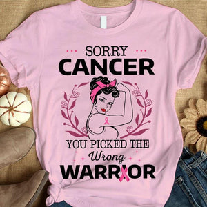 Lo sentimos, has elegido mal, camiseta de concientización sobre el cáncer de mama, mujer con lazo rosa