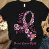 Fight Faith Hope Love, Breast Cancer Survivor Awareness Shirt, Flower Ribbon