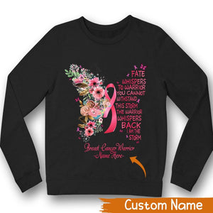 Camiseta personalizada de apoyo a la concienciación sobre el cáncer de mama, soy la tormenta, flor de mariposa