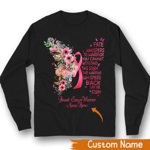 Camiseta personalizada de apoyo a la concienciación sobre el cáncer de mama, soy la tormenta, flor de mariposa