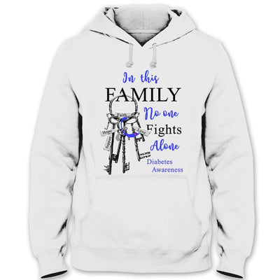 In This Family No One Fights Alone Diabetes Awareness Shirt Ribbon & Key