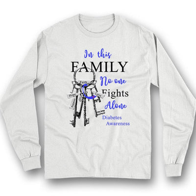 In This Family No One Fights Alone Diabetes Awareness Shirt Ribbon & Key