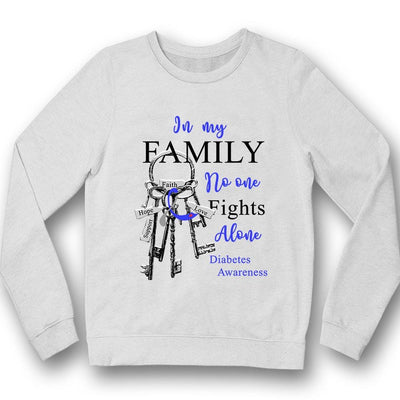 In This Family No One Fights Alone Diabetes Awareness Shirt Ribbon & Key