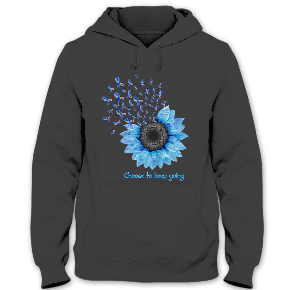 Choose To Keep Going, Ribbon Sunflower Diabetes Awareness Support Shirt