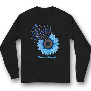 Elige seguir adelante, camiseta de apoyo a la concienciación sobre la diabetes con lazo de girasol