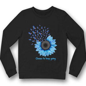 Elige seguir adelante, camiseta de apoyo a la concienciación sobre la diabetes con lazo de girasol