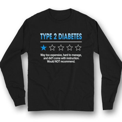 Camiseta de apoyo para la concienciación sobre la diabetes tipo 2 con 1 de 5 estrellas azules