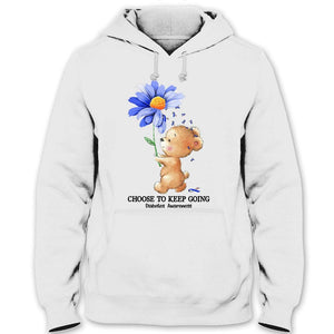 Elige seguir adelante, camiseta de concienciación sobre la diabetes, oso girasol azul