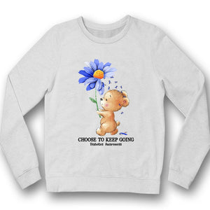 Elige seguir adelante, camiseta de concienciación sobre la diabetes, oso girasol azul