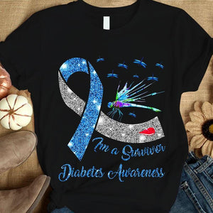 Soy un sobreviviente, camiseta de apoyo para la concienciación sobre la diabetes, cinta con libélula