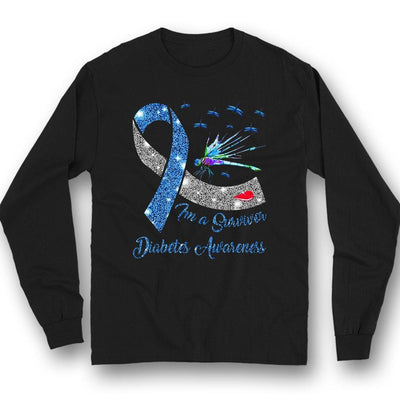 I'm A Survivor, Diabetes Awareness Support Shirt, Ribbon Dragonfly