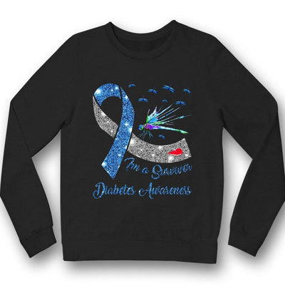 I'm A Survivor, Diabetes Awareness Support Shirt, Ribbon Dragonfly