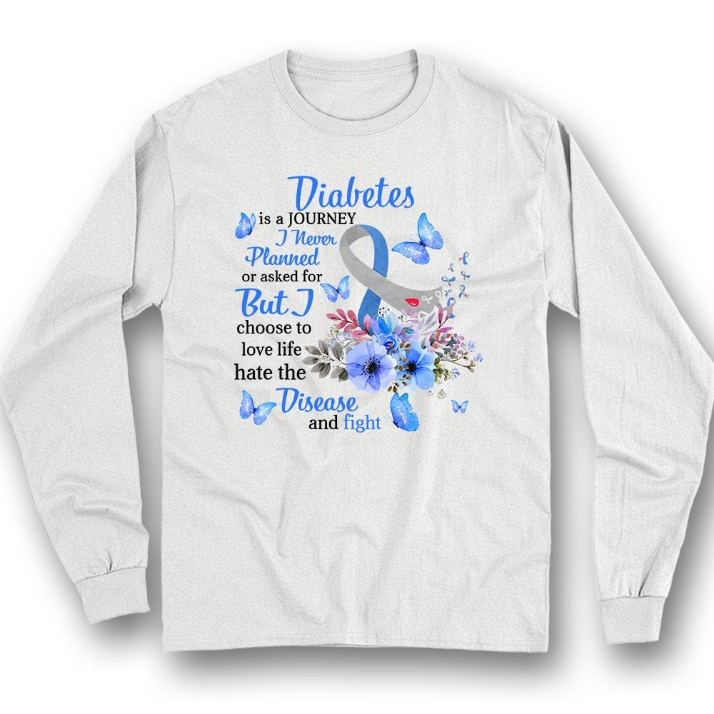 Love Life Fight, Diabetes Warrior Awareness Shirt, Ribbon Butterfly Flower