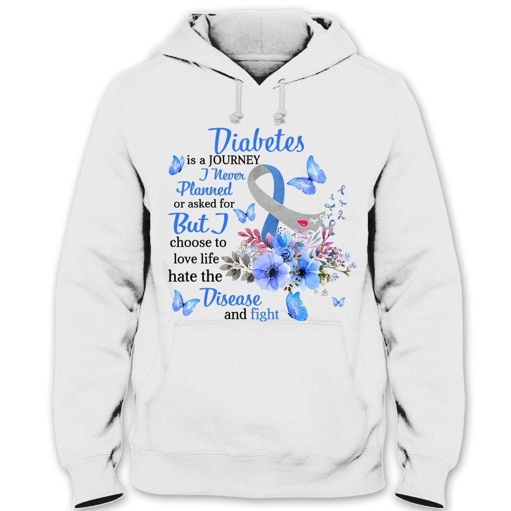 Love Life Fight, Diabetes Warrior Awareness Shirt, Ribbon Butterfly Flower