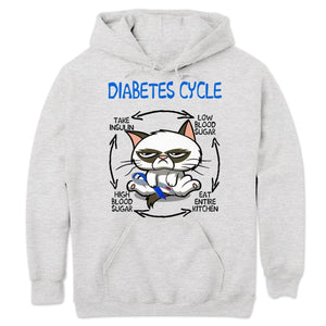 Camisetas de concienciación sobre la diabetes con el ciclo de la diabetes de los gatos