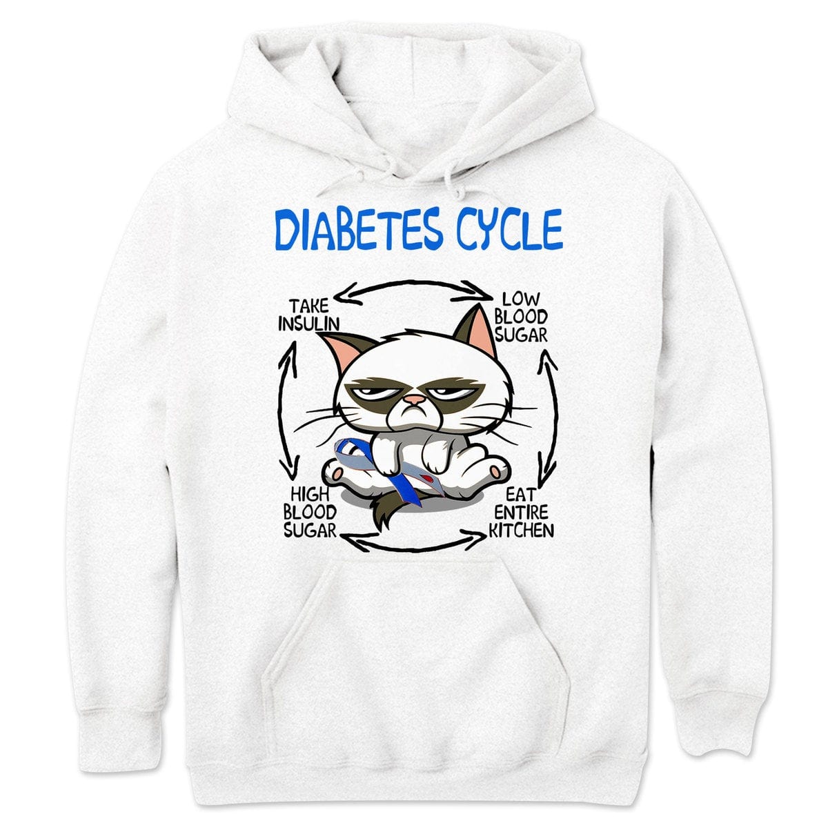 Sudadera y camisetas con el ciclo de la diabetes y el gato